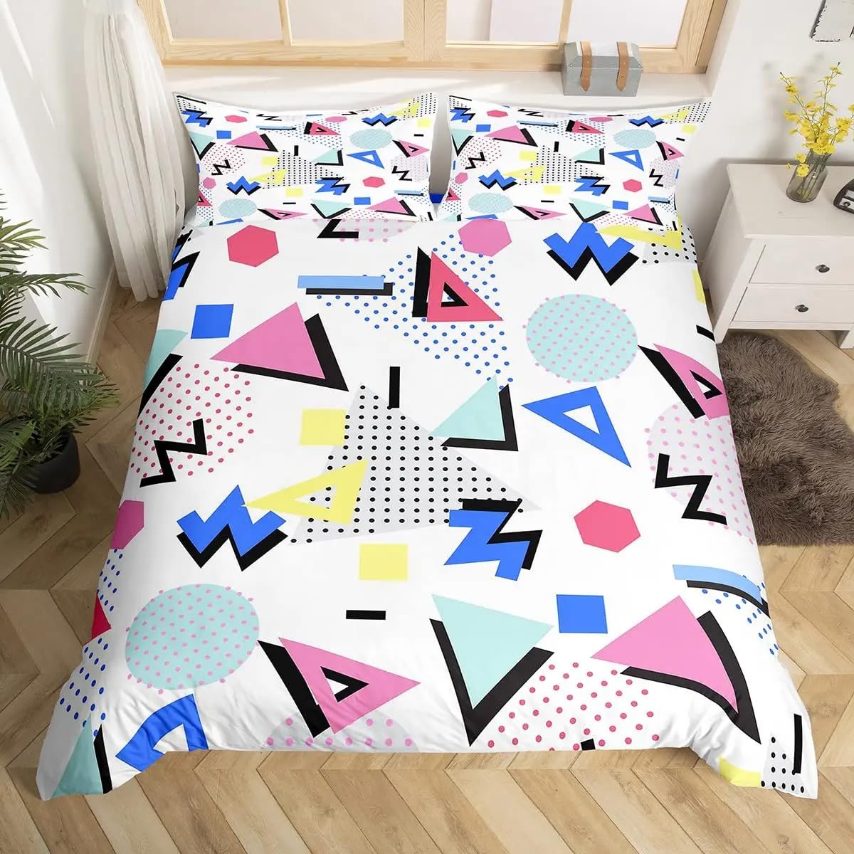 QBIDCSX King Size Duvet Cover Sets Patterns King Size Bedding Sets Patterned Bed ding 230x220 cm and 2 Pillowcases 50x75 cm with Zipper - Warm & Ultra Soft Brushed Microfiber