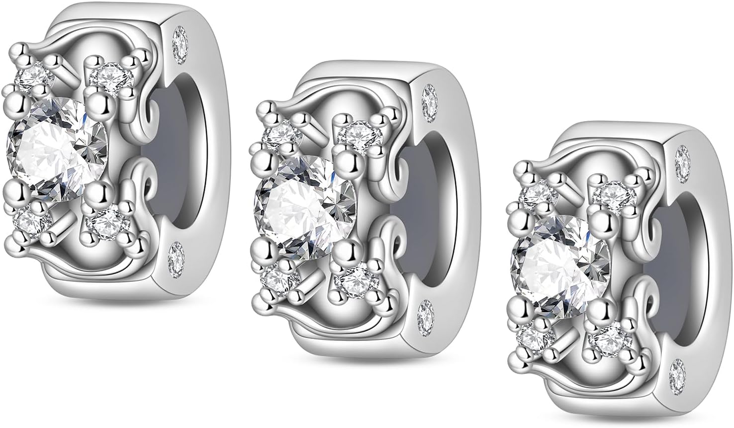 Stopper Beads Fit For Pandora Bracelets, Sterling Silver Spacer Charms For Bracelets, Hypoallergenic Bead Charm For Jewelry Diy Gifts For Women