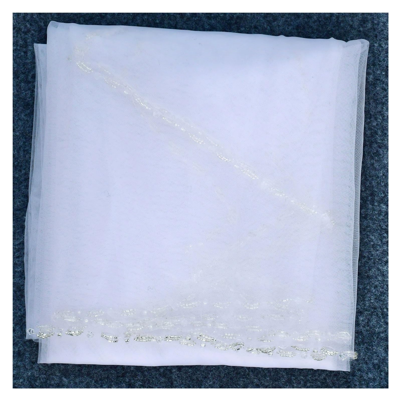 Luxuriöser langer Kathedralen-Hochzeitsschleier aus Kristallorganza, Brautschleier mit Strasssteinkante, 1 Ebene, weiche Accessoires(WHITE,300cm)