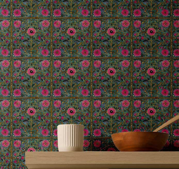 Papier peint floral imperméable et amovible pour salon moderne