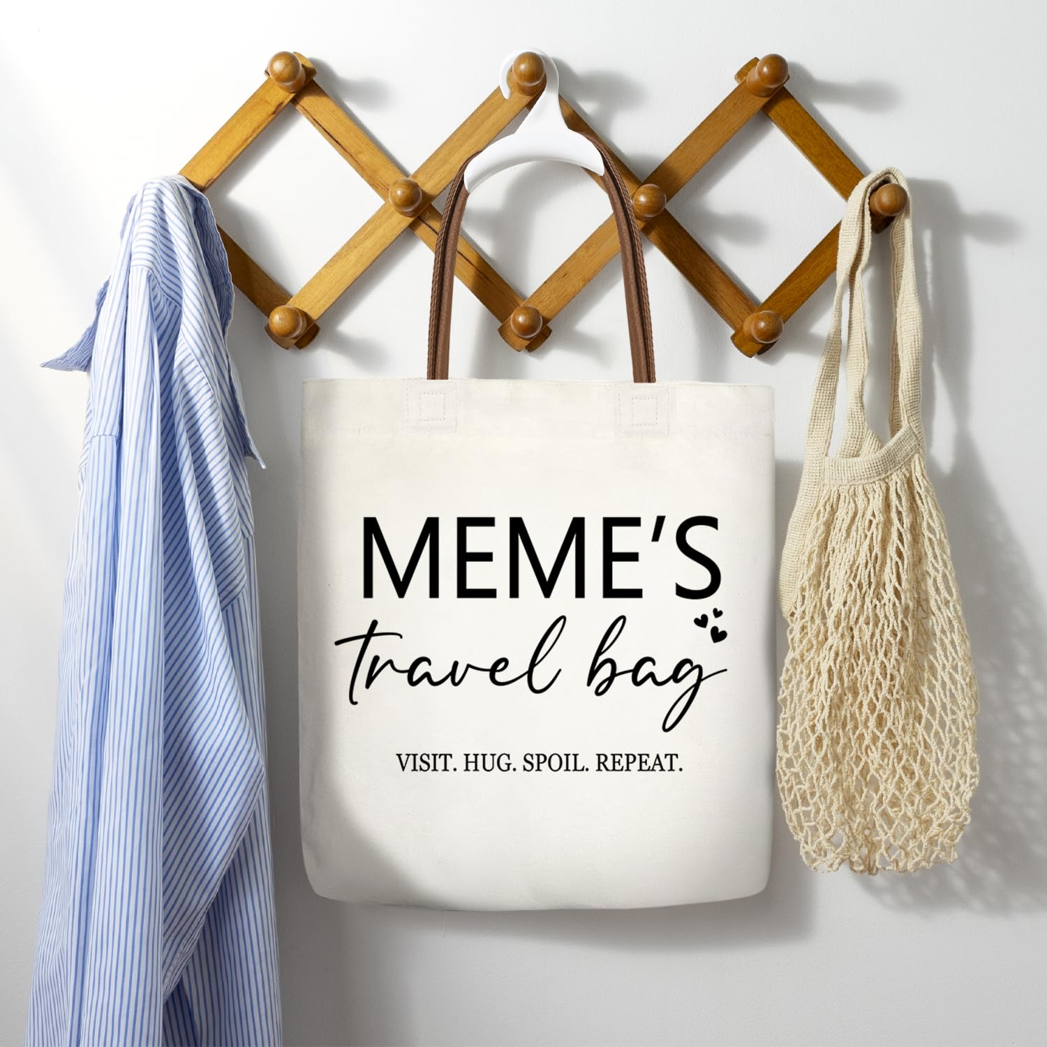 Meme's Travel Bag Canvas Tote Bags For Women, Aesthetic Tote Bag With Leather Handle, Reusable Grocery Bags for Meme Gift, Grandparents Day Mother's Day Birthday Thanksgiving Christmas Gift-16