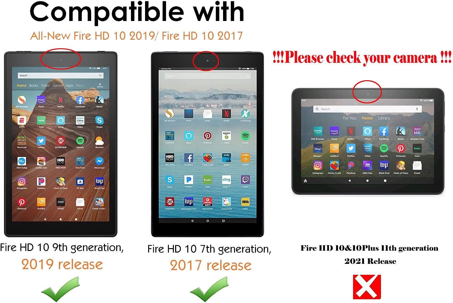 MoKo Case for All-New  Fire HD 10 Tablet (7th Generation and 9th Generation, 2017 and 2019 Release) - Slim Folding Stand Cover with Auto Wake/Sleep for 10.1 Inch Tablet, Black : Electronics