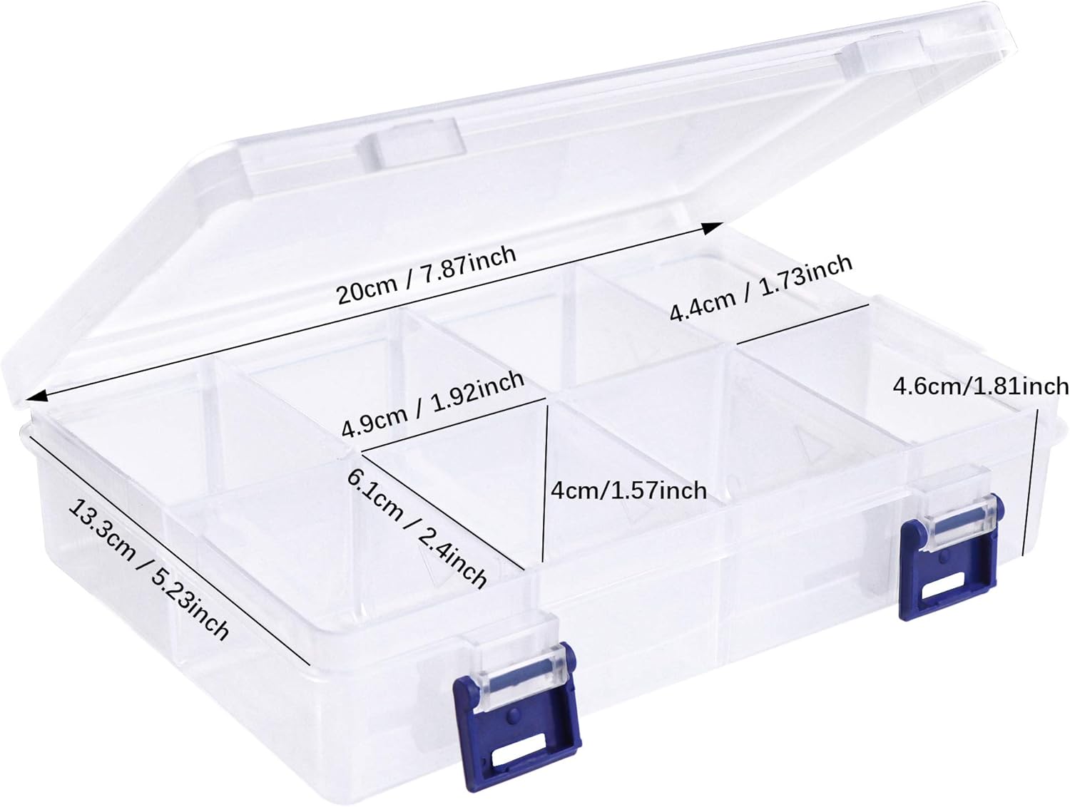 Lamondre 2 Pcs Jewellery Storage Box Bead Earring Organisers Compartment Storage Boxes Plastic Organiser Box with 8 Adjustable Dividers Containers - Image 3