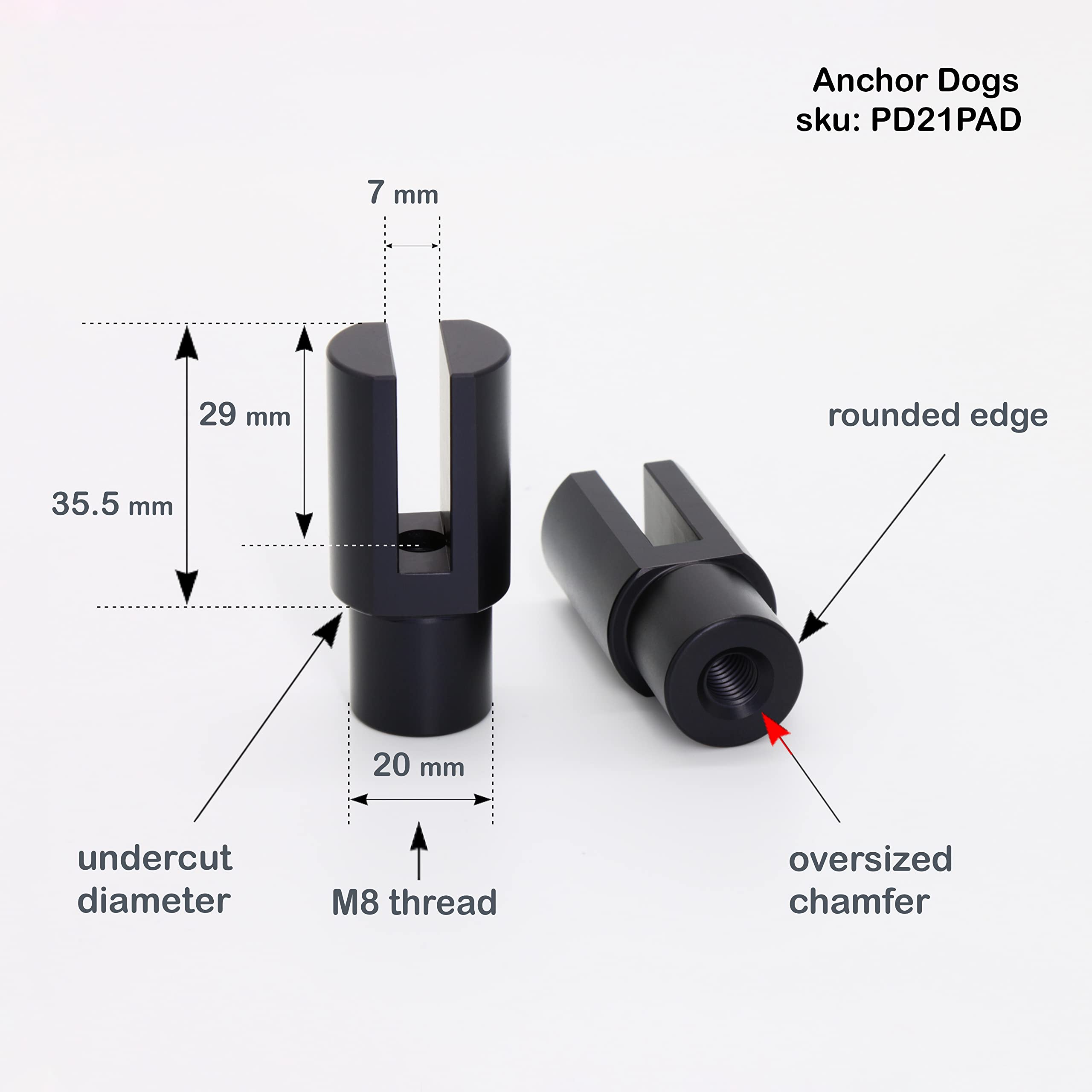 20mm Anchor Dogs - unique fence dogs for Festool MFT and alike