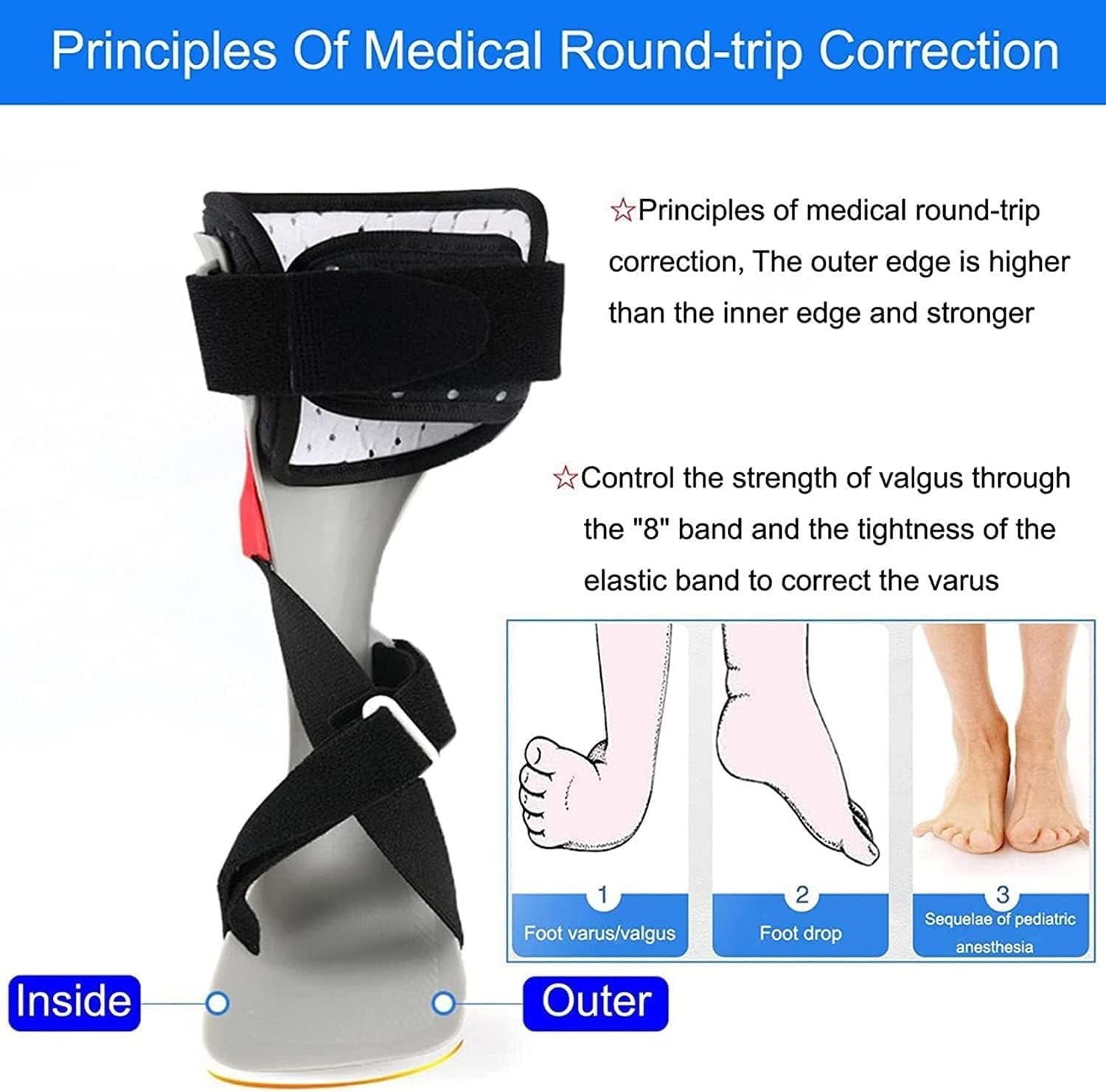 Ortesis para Pie Caído, Se Puede Usar con Zapatos, Soporte para Tobillo Y Pie, Férula para Tobillo Caído, Soporte para Pie Izquierdo, Talla Extra Grande