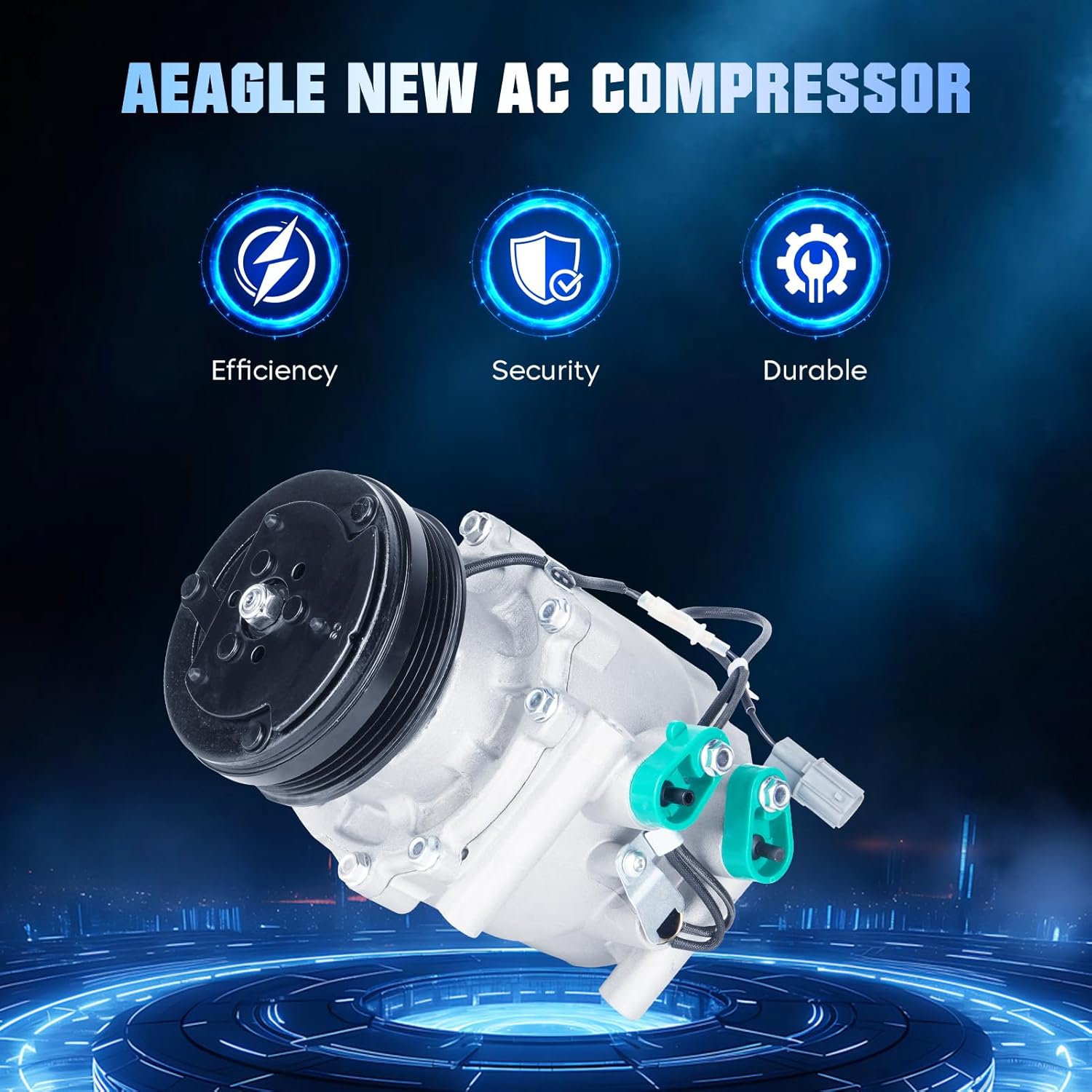 Air Conditioner AC Compressor with Clutch for Honda Civic 1.6 1.6L 1994-2000, for Civic 1.5L 94 95, for Civic del Sol 1.5L 93-95, for Civic del Sol 1.6L 94 95 96 97, for Honda CR-V 2.0 2.0L 97-01