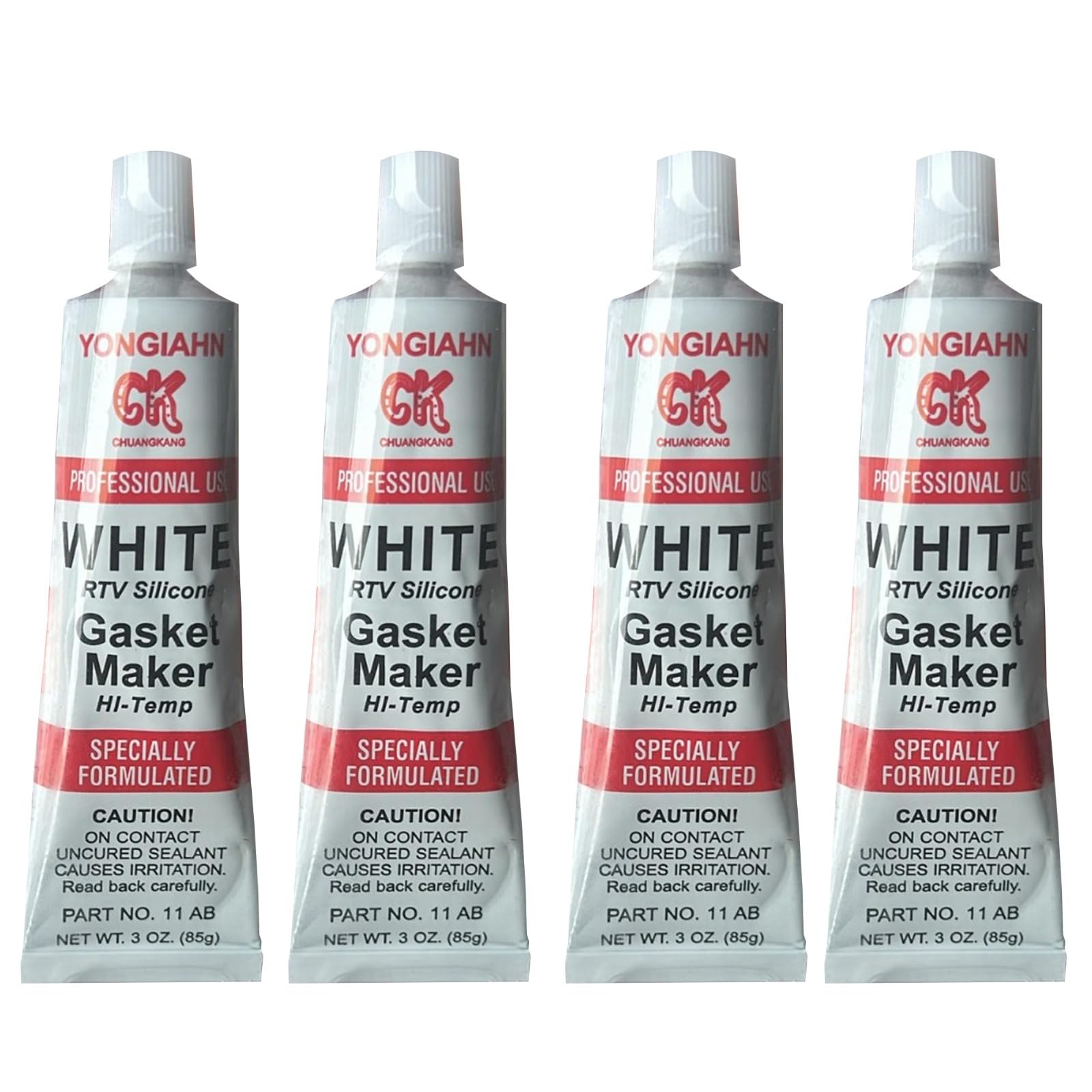 White RTV Silicon Gasket Maker, High-Temperature Resistance, Superior Adhesion, Fast Curing, Oil And Fluid Resistance, Flexible And Durable, Versatile Use, 85gm (Silicone Gasket, 4 Pcs)
