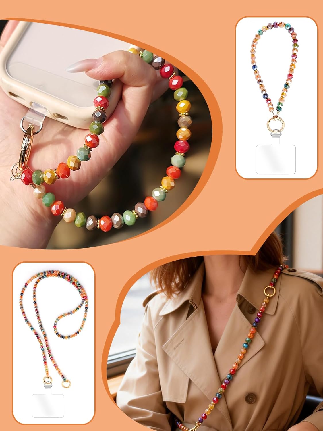 2Pcs Phone Crossbody Lanyard and Wrist Strap, Universal Cell Phone Lanyard Strap with 2Tether Tab