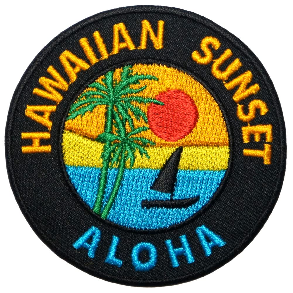 Amazon.co.jp: 刺繍アイロンワッペン【HAWAIIAN SUNSET/ハワイの夕日
