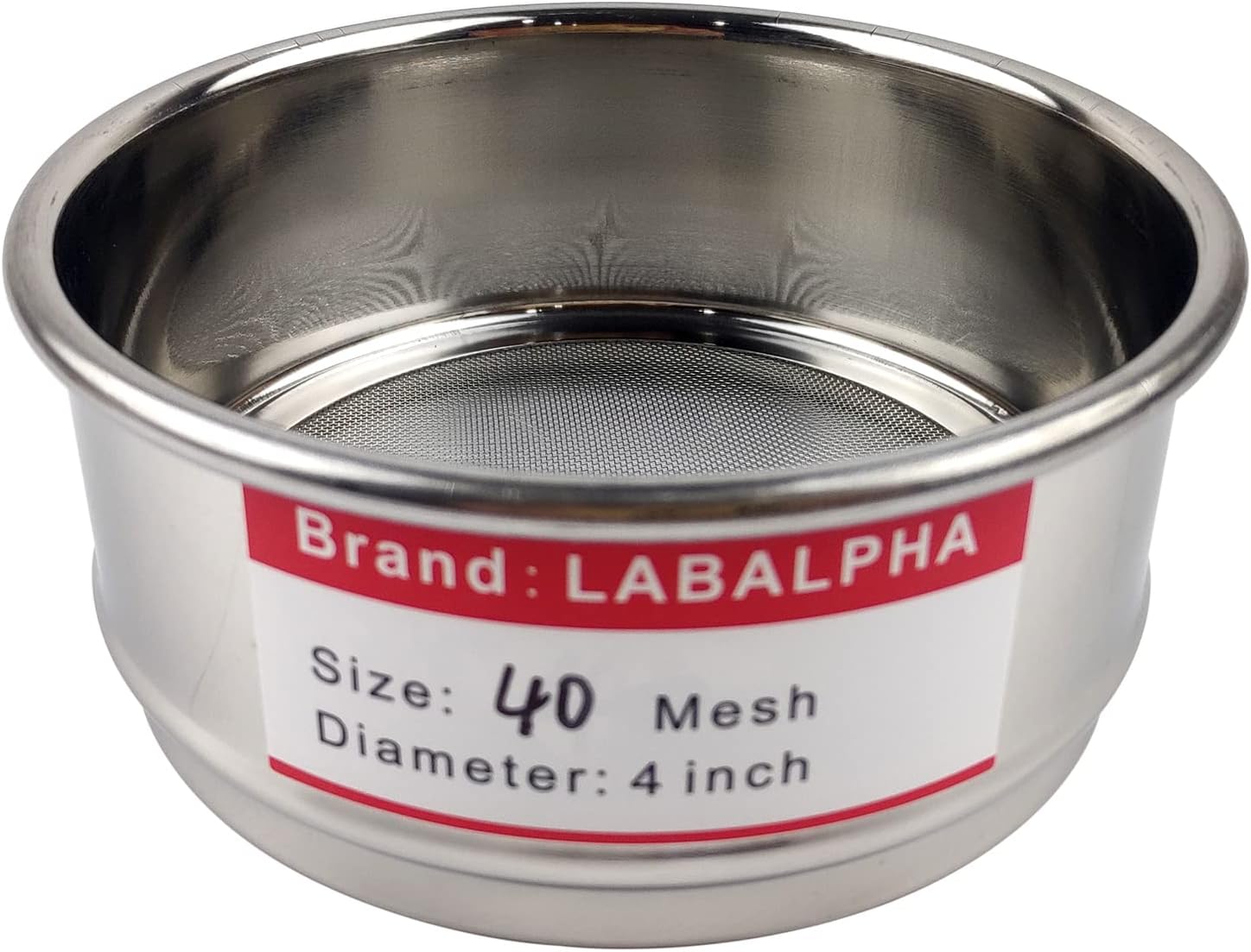 LABALPHA 40 Mesh Lab Sieves, Test Sieve #40 Mesh, 4'' Diameter, 304 Stainless Steel Wire Cloth (0.45mm)
