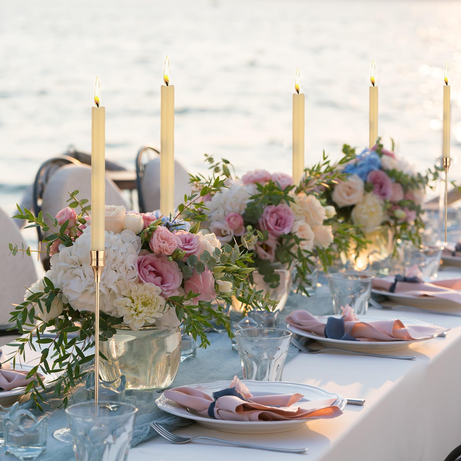 30 Pcs Gold Candlestick Holder Bulk Gold Taper Candle Holders Metal Candle Stick Holder Decor for Wedding Table Centerpiece Dinning Party Anniversary Fits 0.75 Inch Thick Candle, 9, 11, 13 Inches