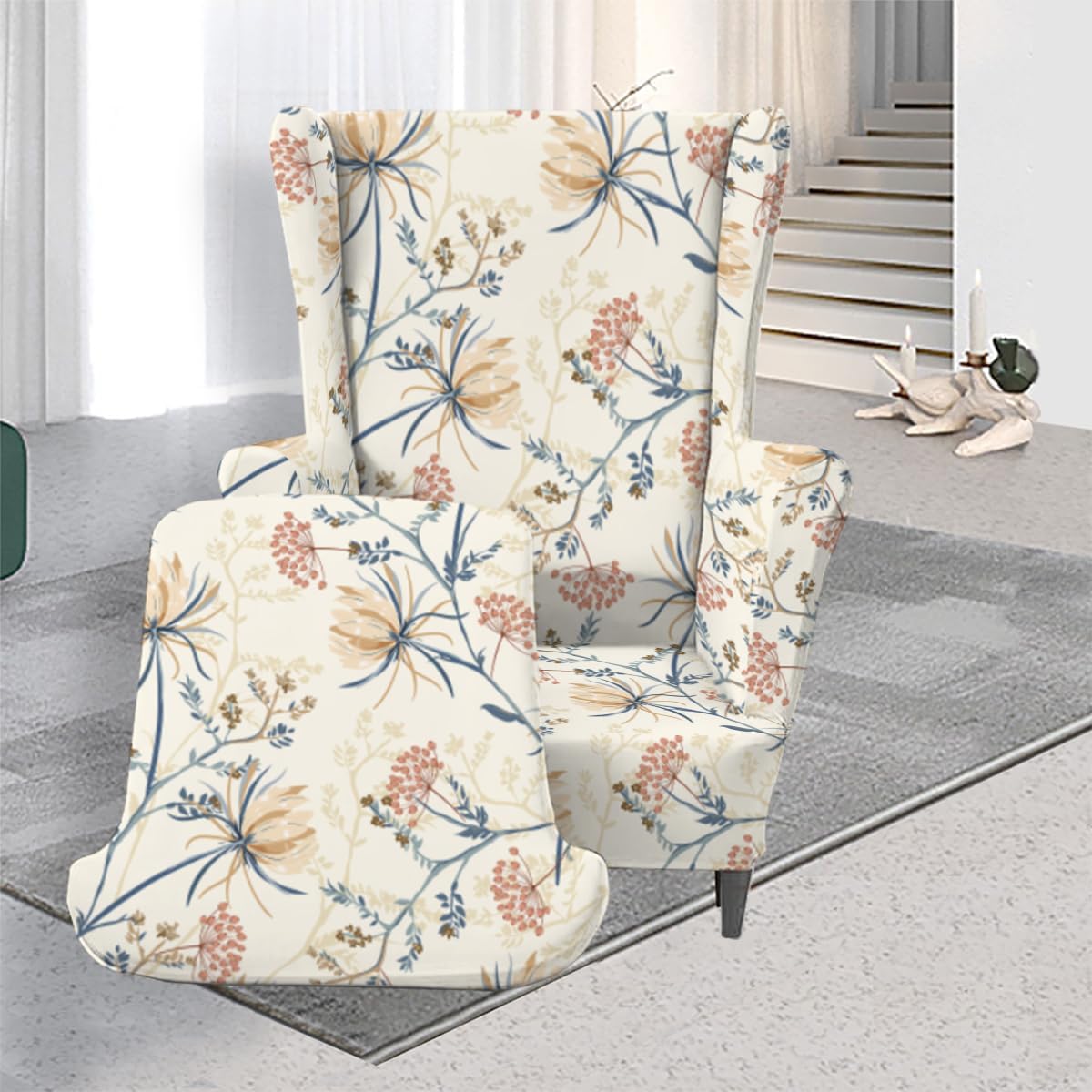Elastic Bands Armchair Slipcovers - Cute Couch Cover with Cushion & Cushion Cover, Sofa Slipcover Polyester Couch Cover for Stylish Protection