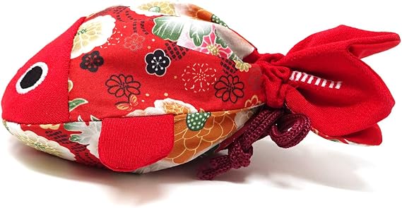 Honbay Cute Japanese Style Goldfish Drawstring Bag Gift Bag Cosmetic Bag Jewelry Pouch Coin Purse, 22x15cm/8.7x5.9inch (Red)