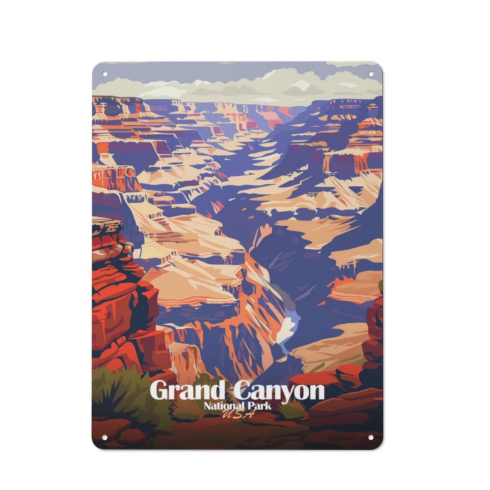 Junmoney Style-15 Grand Canyon National Park Illustration(2) Rustic Tin Sign 40X30cm For Garden Room Or Summerhouse, For An Autumn Wall Display In Garden Room And Summerhouse