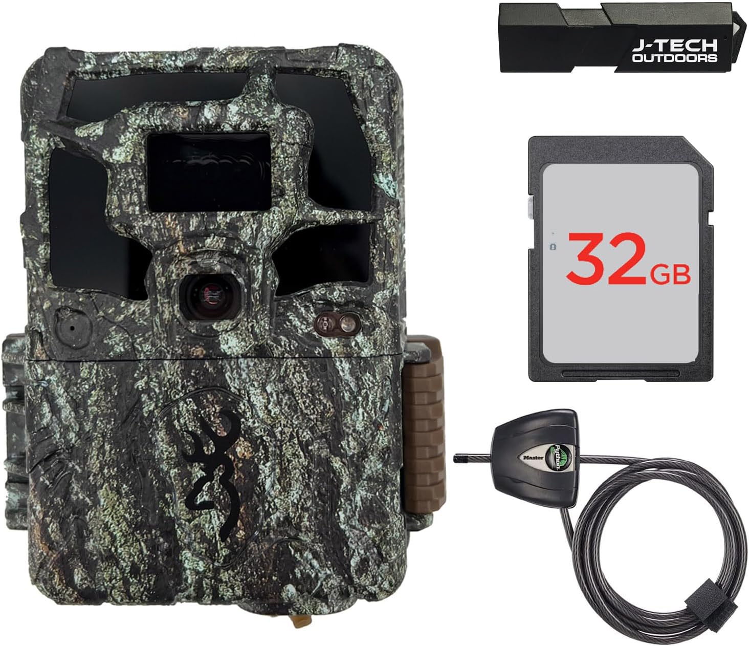 Browning Dark Ops Pro X 1080 Trail Game Camera Bundle Includes 32GB Memory Card with J-TECH Card Reader and Python Cable Lock (24MP) | BTC6PX1080