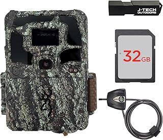 Browning Dark Ops Pro X 1080 Trail Game Camera Bundle Includes 32GB Memory Card with J-TECH Card Reader and Python Cable Lock (24MP) | BTC6PX1080