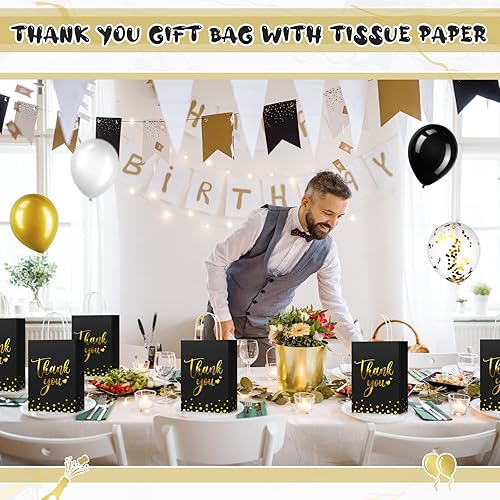 Miniatura 6 de Tinlade 100 bolsas de regalo de agradecimiento a granel de papel dorado con asa para negocios, compras, bodas, baby shower, recuerdos de fiesta