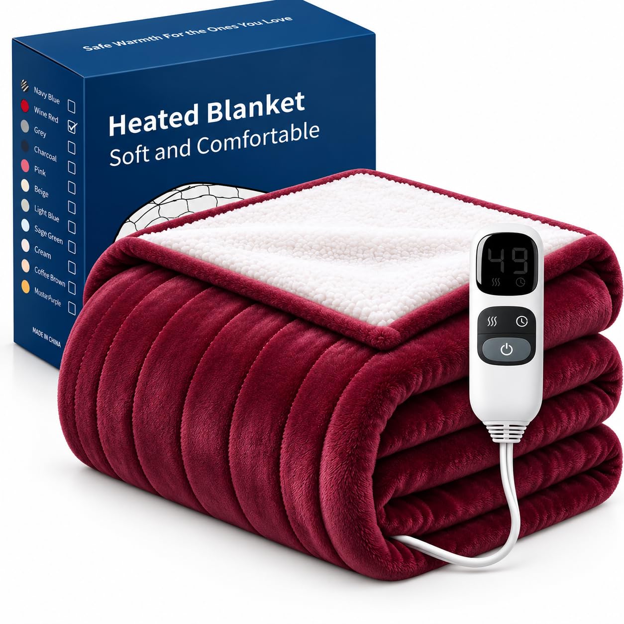 Heated Blanket, Electric Throw Blanket 50 x 60in Red