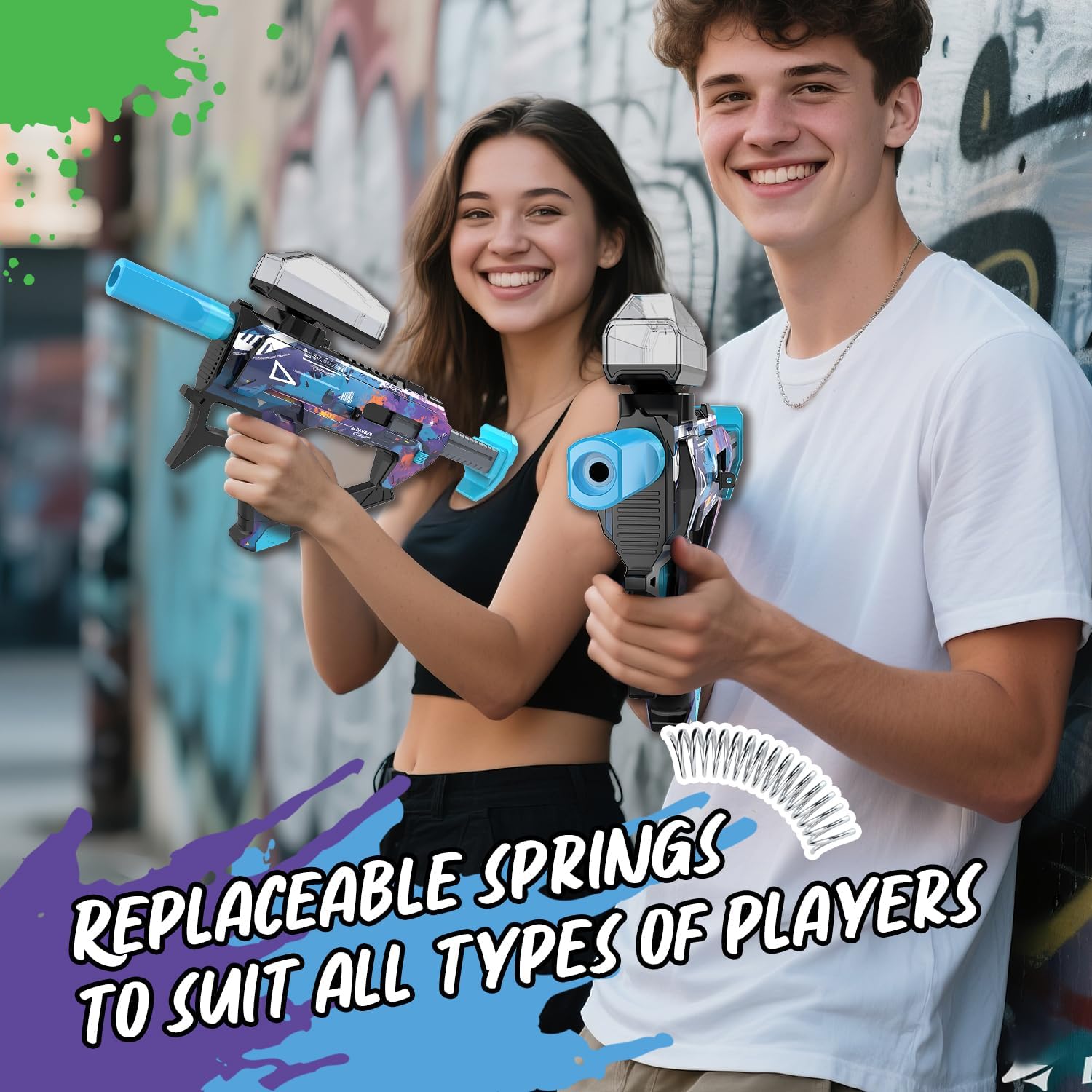 Electric Gel Ball Blaster, Automatic Splatter Ball Blaster with Adjustable Shooting Power, 10000 Gel Rounds, 400 Round Hopper with Rechargeable Battery,Outside Activities Toys for Teens Age 14 & Up
