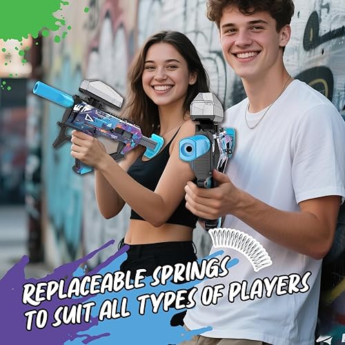 Miniatura 5 de Lanzador eléctrico de bolas de gel, lanzador automático de bolas con potencia de disparo ajustable, 10000 rondas de gel, tolva redonda de 400