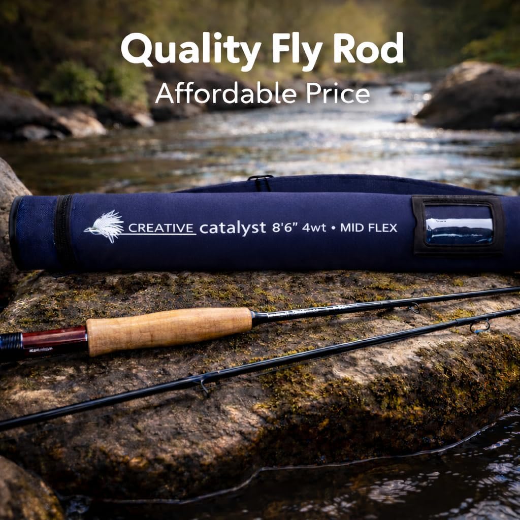 Creative Angler Catalyst Fly Fishing Rods Graphite Fly Rod Designed for Freshwater Fly Fishing Smooth Casting Strong Balanced Performance, Trout Fishing, Bass, Rivers, Lakes