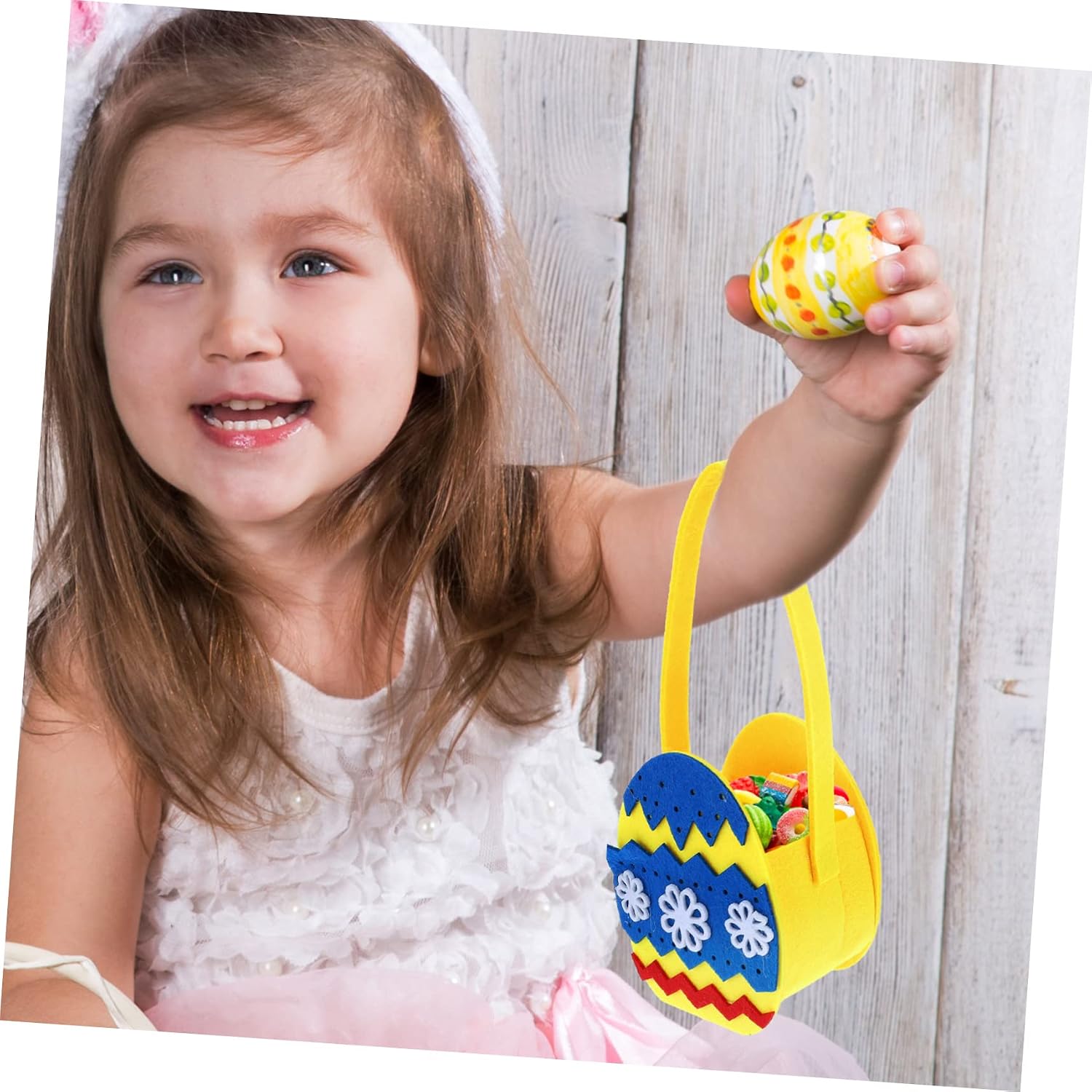2pcs Portable Non-woven Cloth Easter Storage Baskets Simple and Adorable Design for Holiday Goodies for Boys and Girls and Family Gatherings