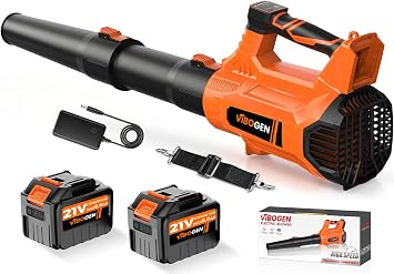 Electric Leaf Blower Cordless 21V with 2x6.0Ah Batteries & Charger