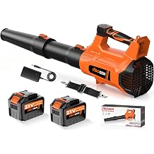 Electric Leaf Blower Cordless 21V with 2x6.0Ah Batteries &amp; Charger | 5 Speed Modes Super Blowers for Lawn Care Car Drying Patio Snow Leaves and Grass Cleaning and Dust - 650CFM 280MPH 17300RPM