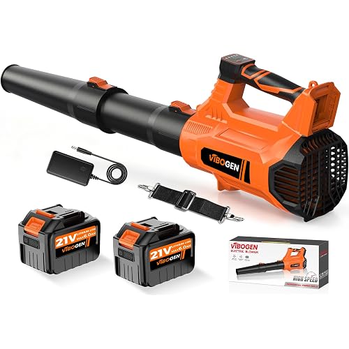 Electric Leaf Blower Cordless 21V with 2x6.0Ah Batteries & Charger | 5 Speed Modes Super Blowers for Lawn Care Car Drying Patio Snow Leaves and Grass Cleaning and Dust - 650CFM 280MPH 17300RPM