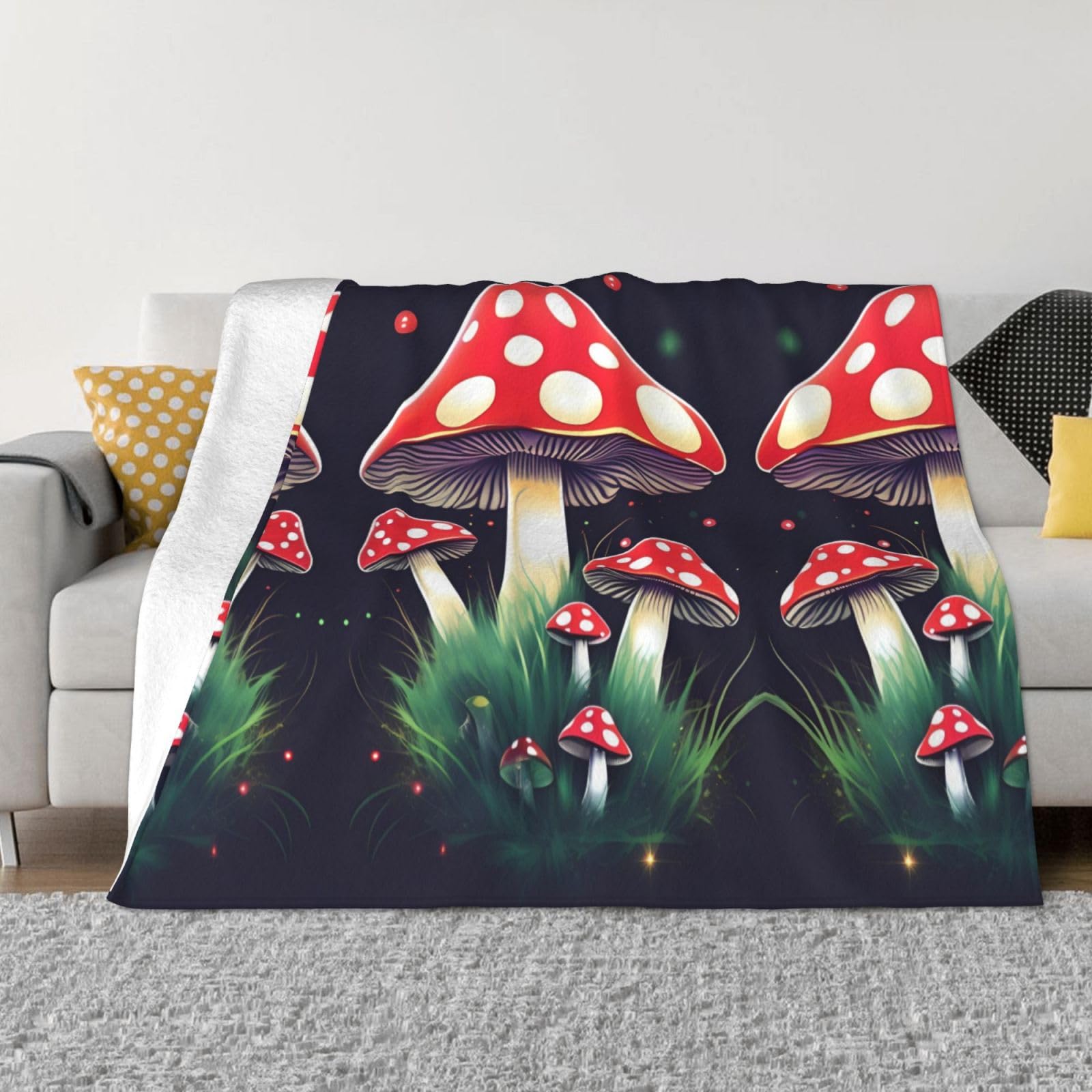 Couverture douce et chaude champignons pour vos soirées cocooning sur le canapé