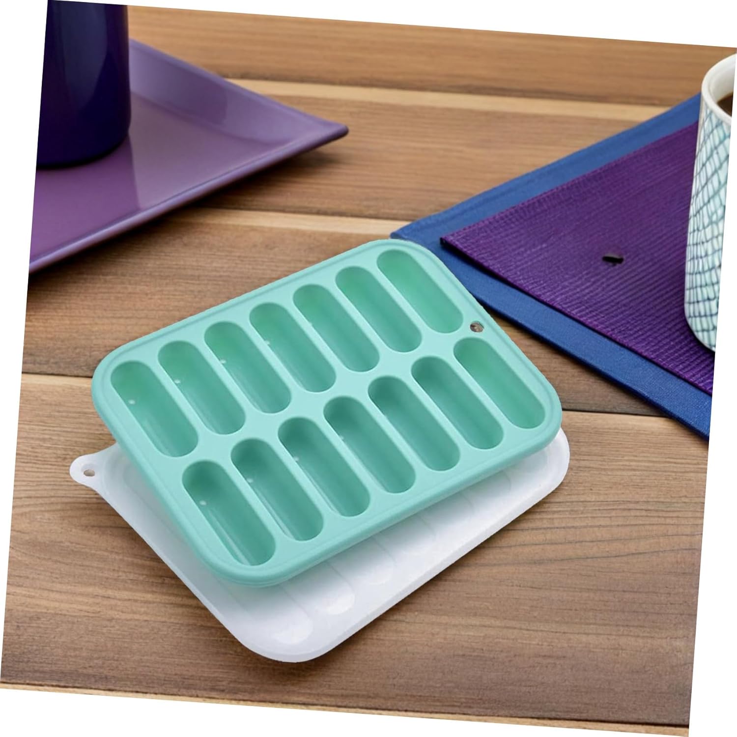 INOOMP Eco-friendly Silicone Ice Cube Mold Ice Cube Trays Lid Sausage Mold Diy Baking and Fondant