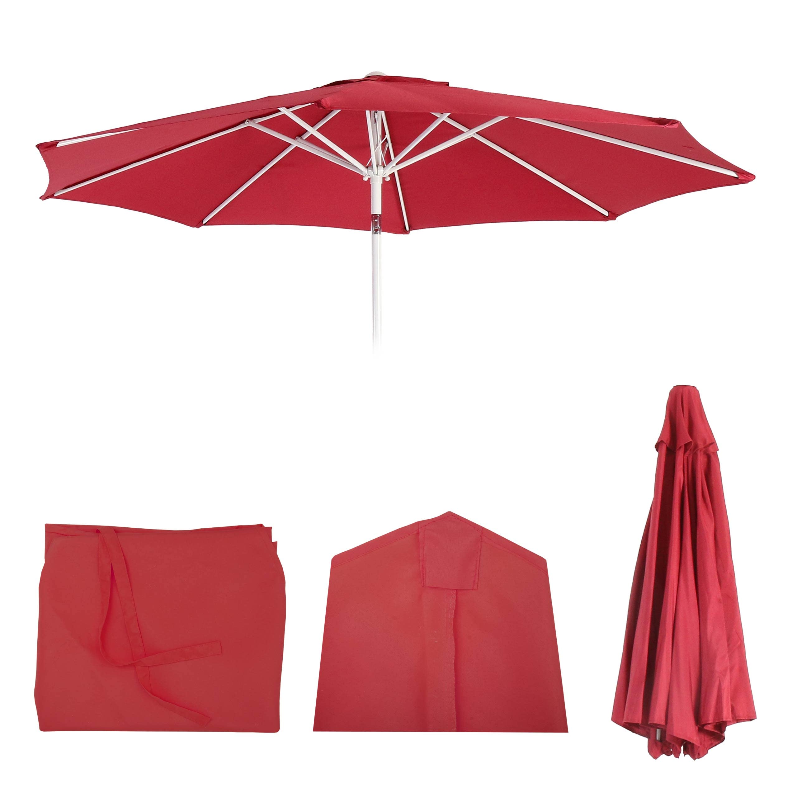 Mendler Ersatz-Bezug für Sonnenschirm N19, Sonnenschirmbezug Ersatzbezug, Ø 3m Stoff/Textil - rot
