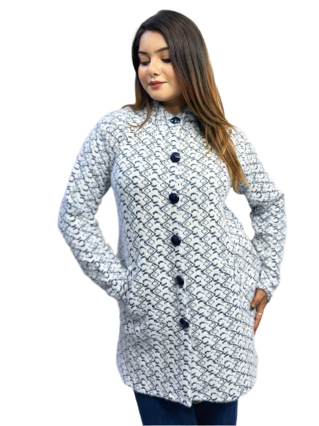 Sweater for Woman, Ladies Sweaters for Winter Stylish, Rront Open, Woolen, Coat for Winter Wear, Long Cardigan with Pocket (Pack of 1)