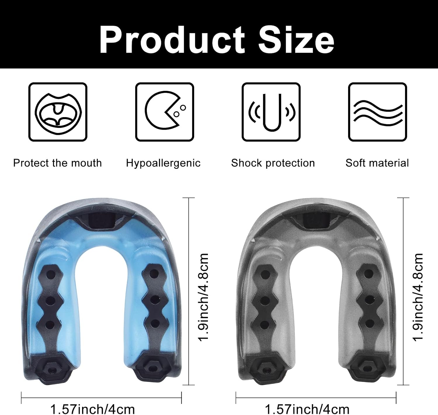 3 Pack Football Mouth Guard, Soft Youth Mouth Guard Sports Football Mouthpiece, Professional Football Mouthguard with Strap for Boxing Wrestling Basketball Football Hockey MMA (Purple Black Blue) : Everything Else