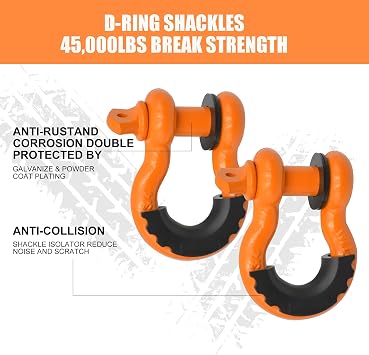 Off Road Winch Recovery Kit with 3 x 8' Tree Saver + 3 x20' Tow Strap, 10 Ton Snatch Block Pulley with 3/4 D Ring Shackles and Winch Line Dampener Bag for Truck Car SUV ATV Orange