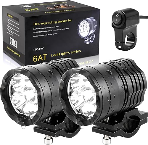 Luces de conducción de motocicleta 12-60V 40W 3600LM LED antiniebla para ATV UTV, carrito de golf, ebike barco, focos impermeables con 6 cuentas de