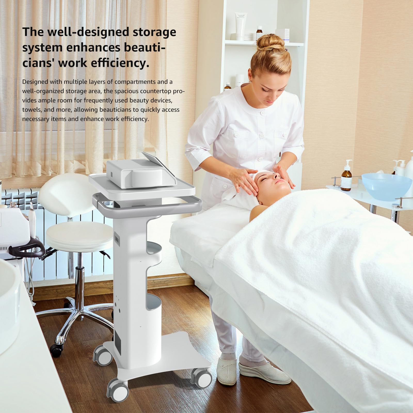 BEWISER Medizinischer Trolley mit abschließbaren Rädern, 15.7 x 13 Zoll Panel, Mobile Dental Cart für Kliniken