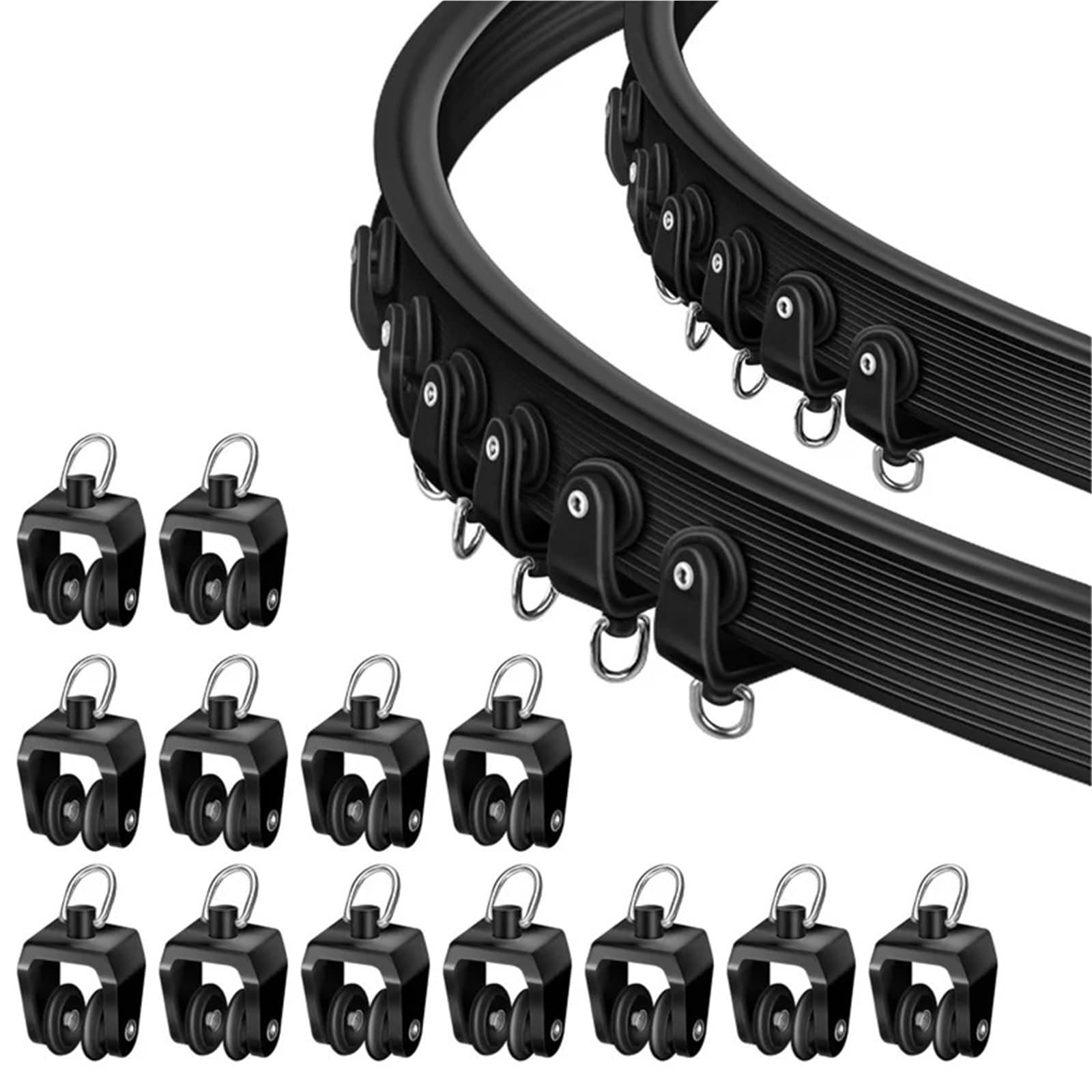 Rrypbovg Black Curtain Track Rollers Ceiling Curtain Track Rollers Flexible Bendable Curtain Track Rollers 11 Mm White Plastic Drapery Rail Gliders With Hooks(,15Pcs)