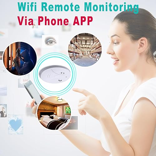 Miniatura 4 de Detector de humo cámara oculta, cámara de seguridad inalámbrica, sistema de vigilancia domo con visión nocturna, detección de movimiento, para el