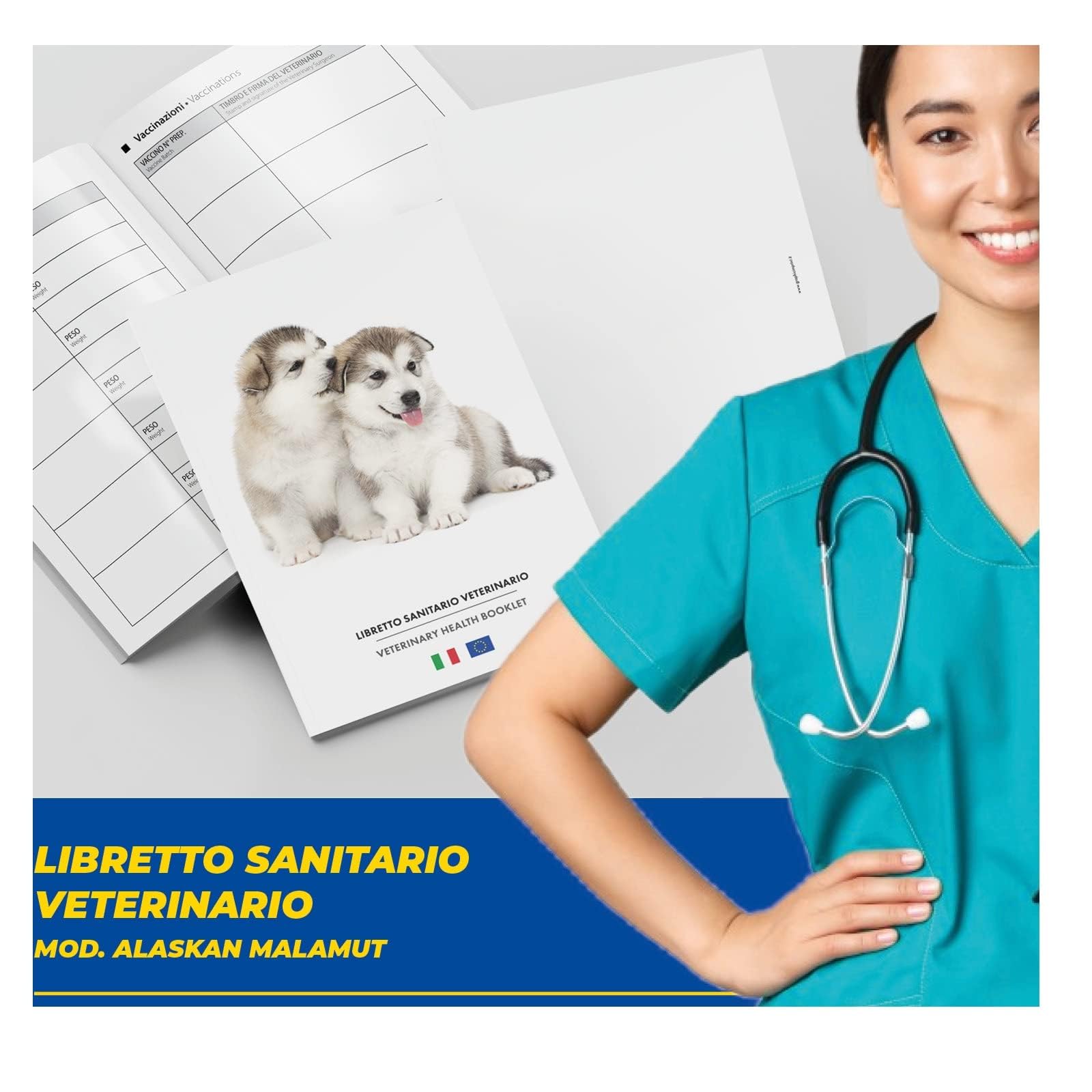 LIBRETTO SANITARIO VETERINARIO 15X21 CM - Alaskan Malamut - ideale per i nostri amici a 4 zampe (50)