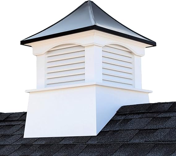 Coventry Vinyl Cupola with Black Aluminum Roof 30" x 42" by Good Directions