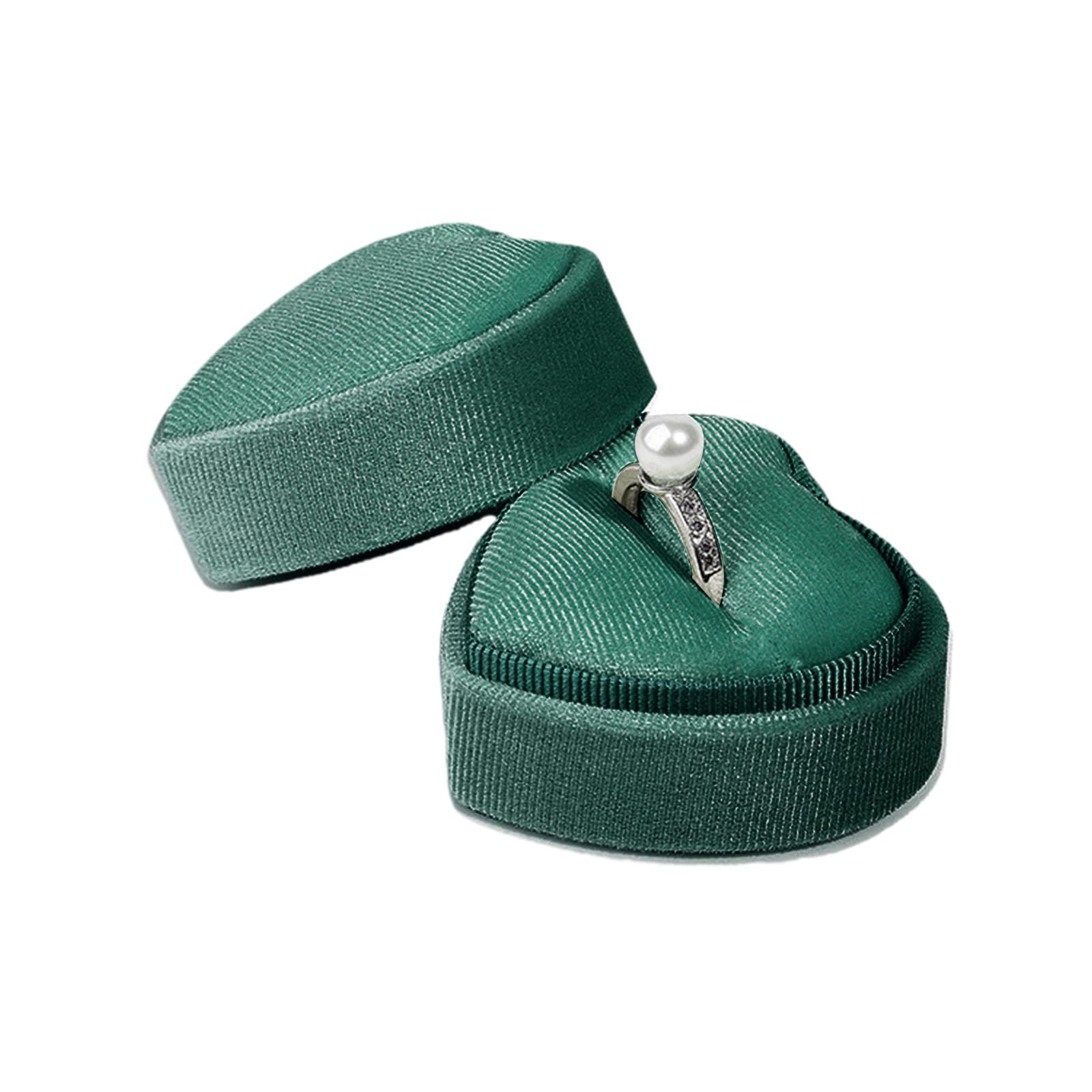 Tsophreniq Day Gift Green Heart Shape Box Proposal Wedding Ceremony Flannelette Cases for Earring Jewelry Jewelry Organizer Travel Cases