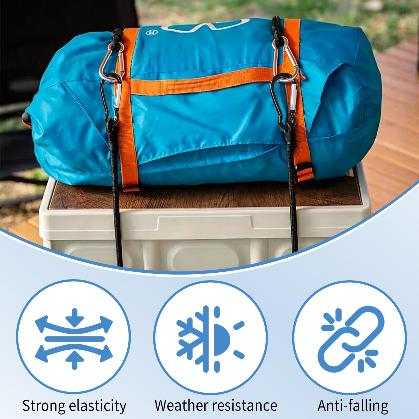6 PCS Tensores Elásticos con Mosquetón de Metal,Correas de Goma de Resistencia,Cuerdas Elástica con Mosquetón,Tensor de Equipaje,para Fijar Toldo,Bicicletas,Moto,Carga,Camping y Uso Exterior