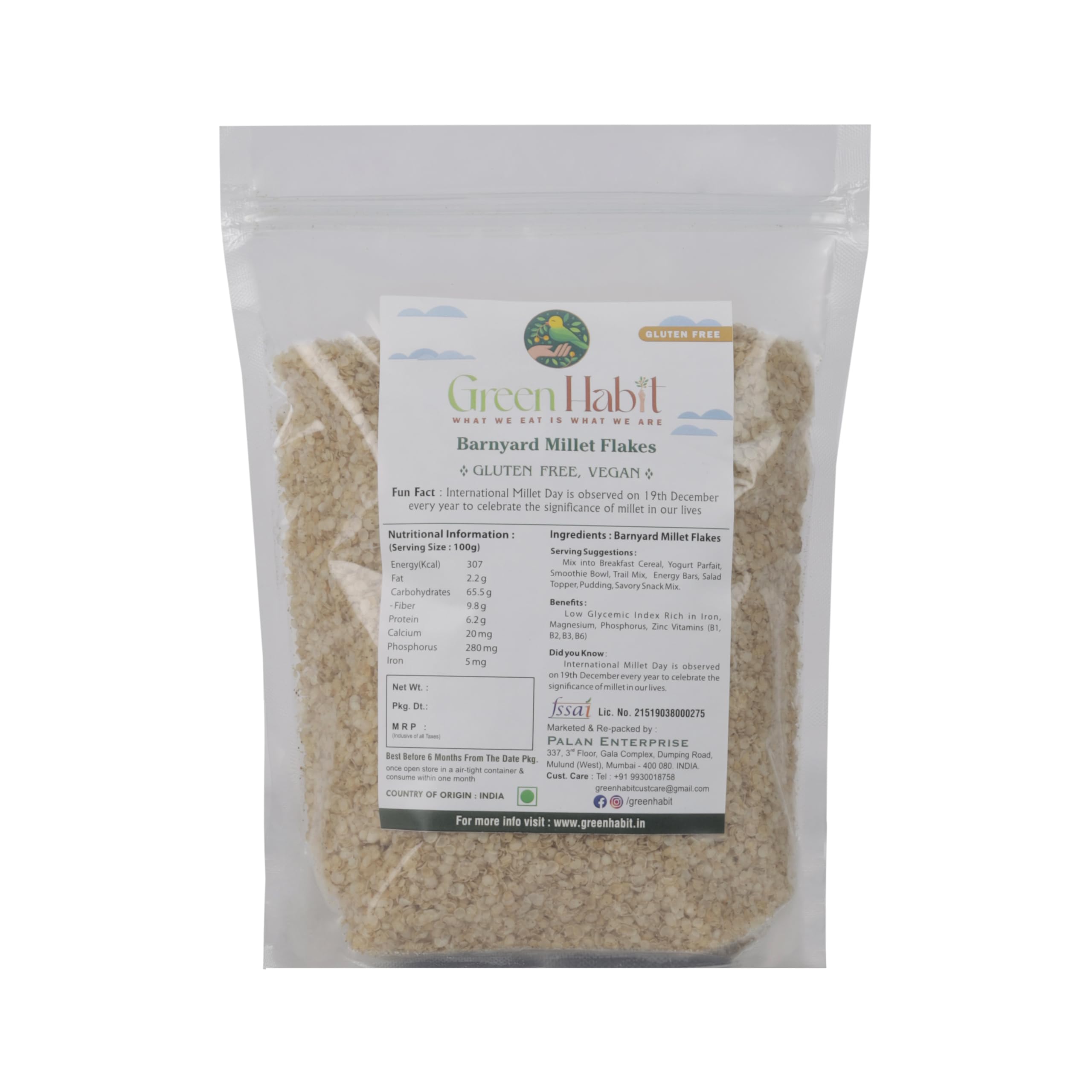 GreenHabit Barnyard Millet Flakes 500gm - Nutritious and Gluten-Free Millets Cereals a.k.a sanwa Poha- High Fiber Breakfast - (Barnyard millet flakes, 500 gm) (B0CTKRD7GB) Amazon Price History, Amazon Price Tracker