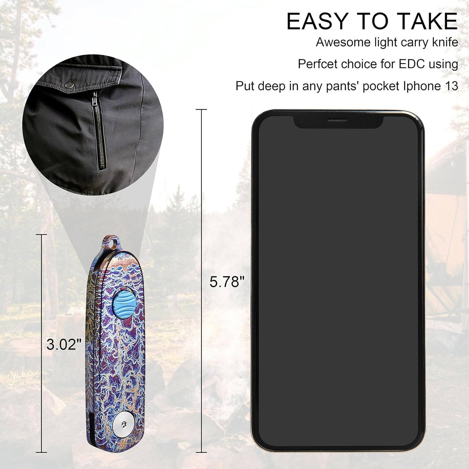 Titanium Key Chain Knife, Multifunctional Keychain with Lightning Pattern Heavy Duty Car Key Chains Organizer for Men and Women