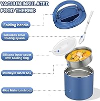 Vista 3 de Frasco de comida aislado de 40 onzas - Diga adiós a los derrames y comidas frías Tapa hermética a prueba de fugas QuickLift Thermo para comida