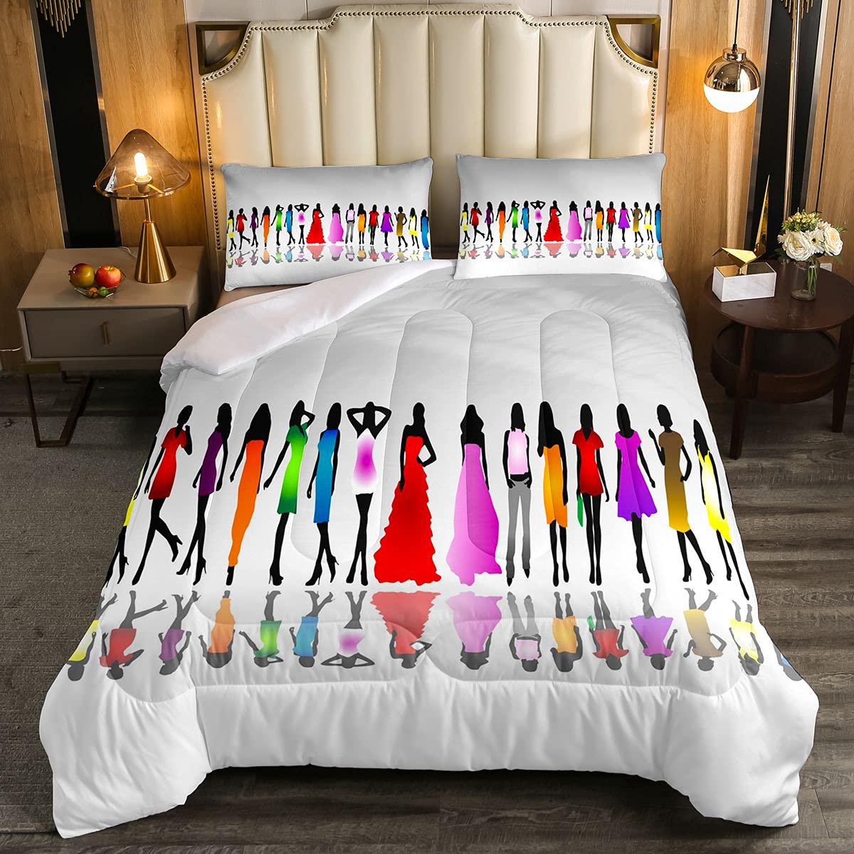 Loussiesd Concert form Top Models Soft Duvet Kids Teens Modern Colorful Fashion Bodycon Duvet Insert Stylish Modena Lady 3Pcs King Size — image 1