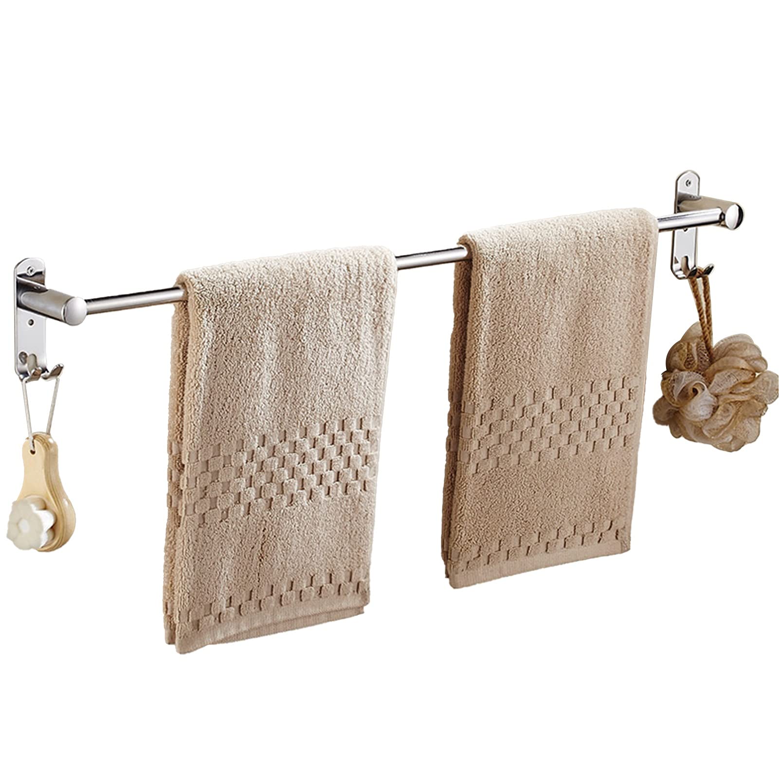 LMYSXAOZ Wall Mounted Lengthen Bath Towel Rail Bar, 30cm-120cm, Polished Silver Finish, SUS 304 Stainless Steel Single Rack (Size : 110cm)