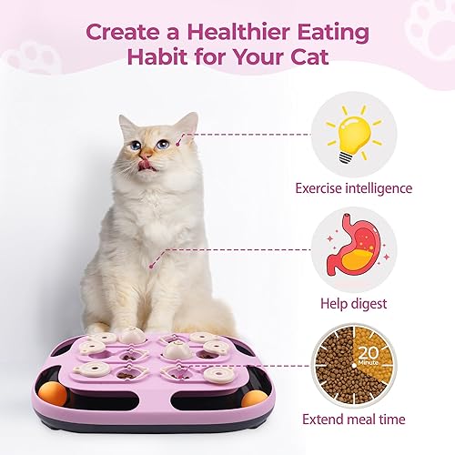 Miniatura 5 de Juguete de rompecabezas para gatos, juguetes interactivos 2 en 1 para gatos con bola de pista, juegos de rompecabezas de estimulación mental,