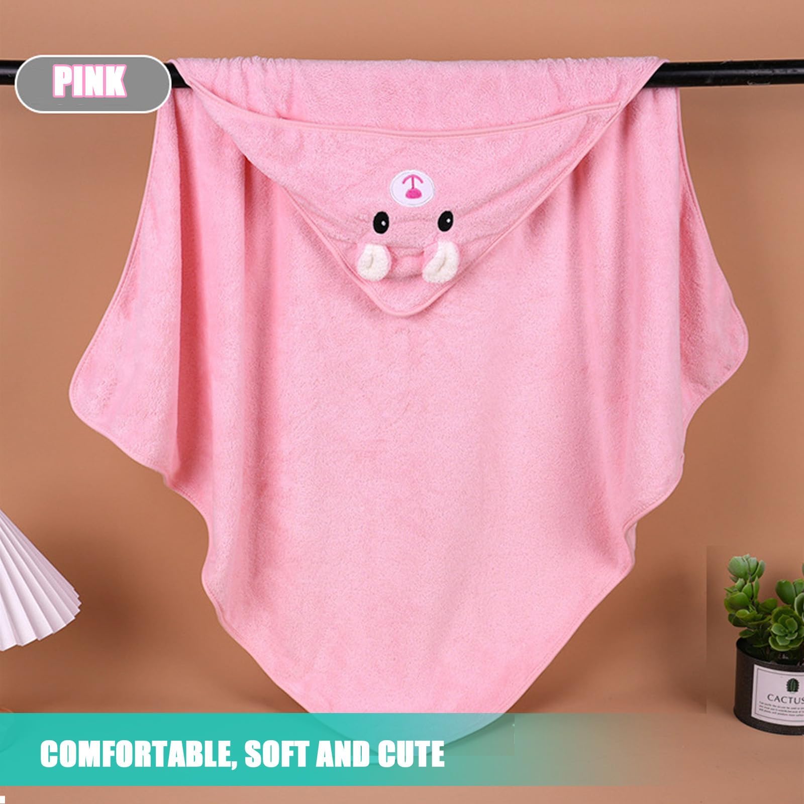 Cape De Bain Bébé 3 Pièces - Serviette éponge 80x80cm - Toison De Corail - 0-5 Ans